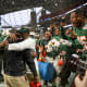 Dec 16, 2023; Atlanta, GA, USA; Florida A&M Rattlers head coach Willie Simmons is doused with a bucket against the Howard Bison in the second half at Mercedes-Benz Stadium.